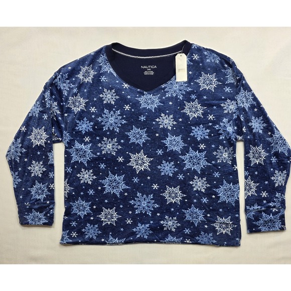 Nautica Other - Nautica Women's Blue w Snowflakes Fleece 2 Piece Pajama Set. New. Size L